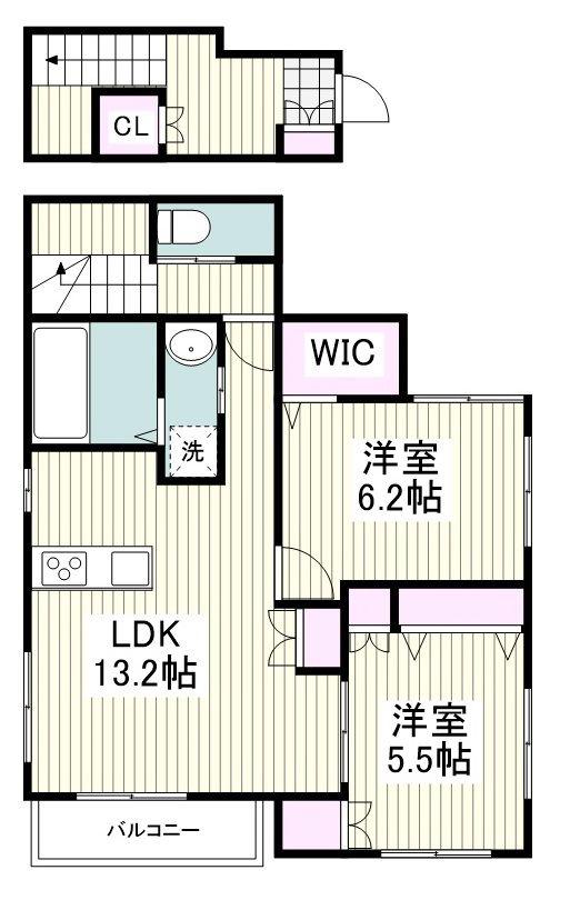 DIALIZ K(2LDK/2階)の間取り写真