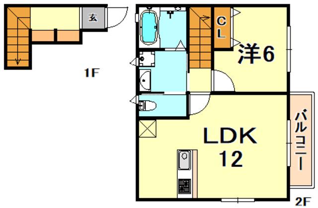 ルシエール天城通II(1LDK/2階)の間取り写真