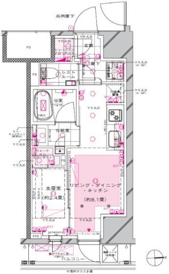 ピアース新宿三丁目(1LDK/6階)の間取り写真