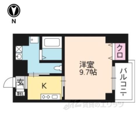 VERDE御所東(1K/4階)の間取り写真