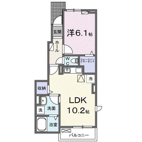 キルシュ 曙 II(1LDK/1階)の間取り写真