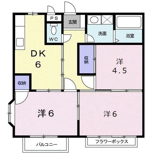 ビレッジツカサB(3DK/1階)の間取り写真