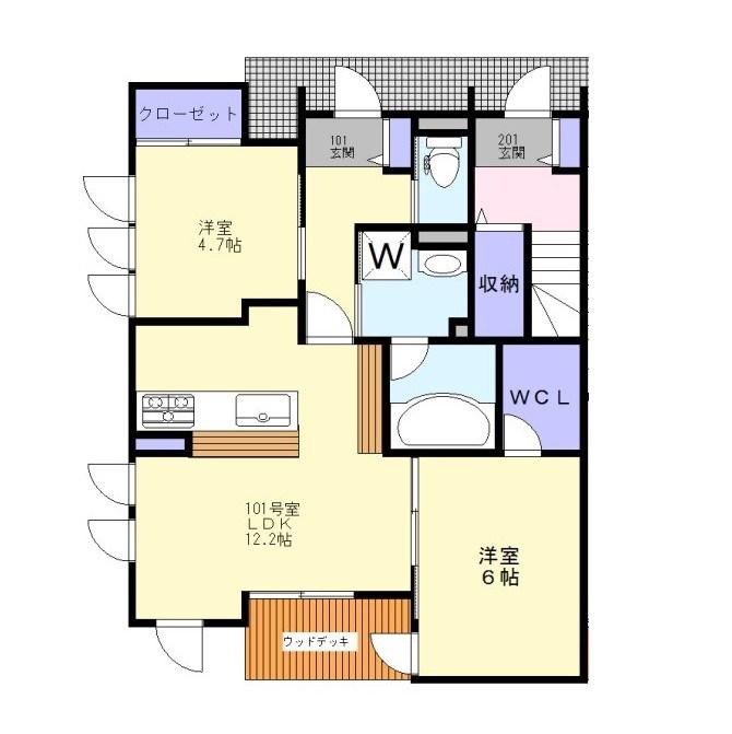 ローゼンハイムアネックス(2LDK/1階)の間取り写真