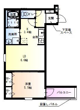 フジパレス東灘3番館(1LDK/2階)の間取り写真