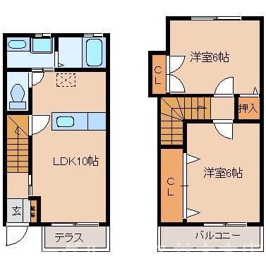 サンタハウス(2LDK/1階)の間取り写真