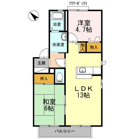 メゾンエムロードE棟(2LDK/2階)の間取り写真