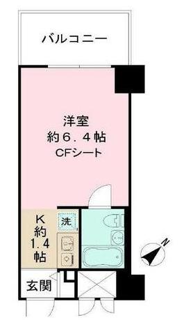 グローリア初穂御殿山(ワンルーム/11階)の間取り写真