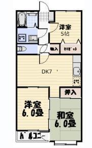 上福元ハイツ奥(3DK/3階)の間取り写真