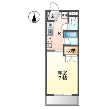 YSリンピアリヴ(1K/1階)の間取り写真