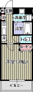 シャローム室見(1K/8階)の間取り写真