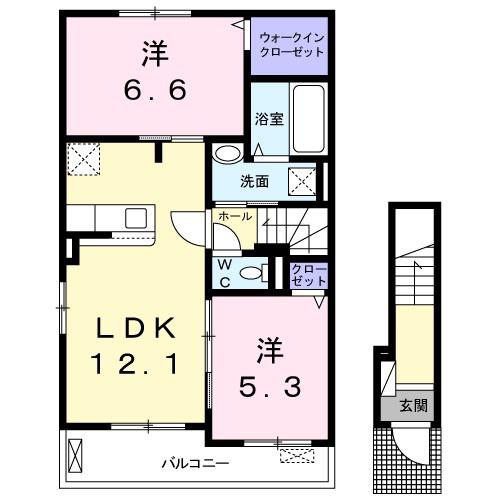 コレクトI(2LDK/2階)の間取り写真