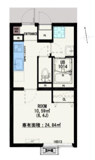 TS.川口(1K/3階)の間取り写真