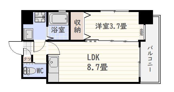 GRAND COURT(1LDK/9階)の間取り写真