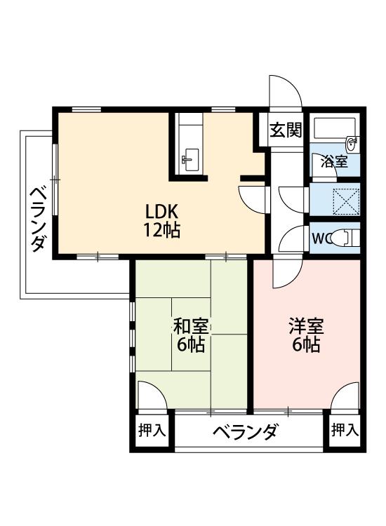 ロイヤル長草(2LDK/4階)の間取り写真