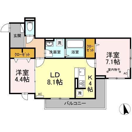 D-ROOM ARAI 7 RESIDENCE(2LDK/3階)の間取り写真