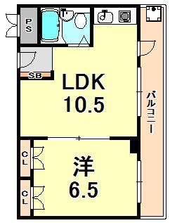 ロゼメゾン須磨(1LDK/8階)の間取り写真