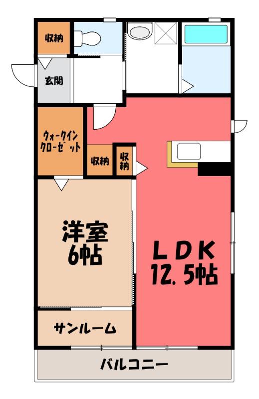 レトア・シャトーD(1LDK/2階)の間取り写真