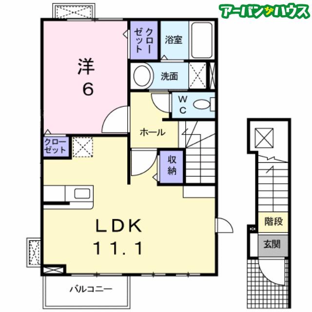 FLEUR・N(1LDK/2階)の間取り写真