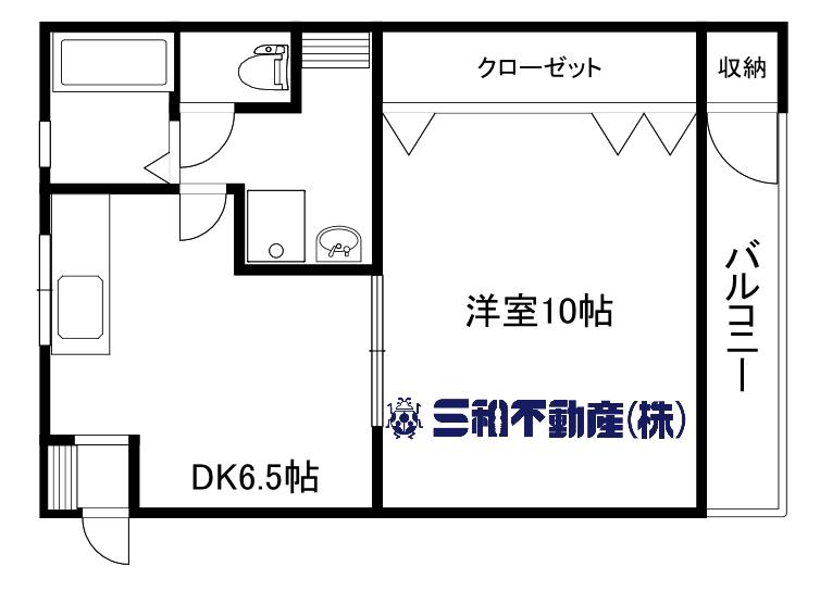 岡ビル(1DK/4階)の間取り写真
