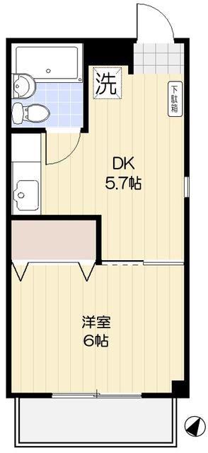 セダーバックー大沢4丁目-(1DK/2階)の間取り写真