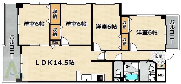 ロイヤル神戸山の街(3LDK/1階)の間取り写真