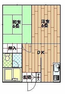 リバティ池田(2DK/1階)の間取り写真