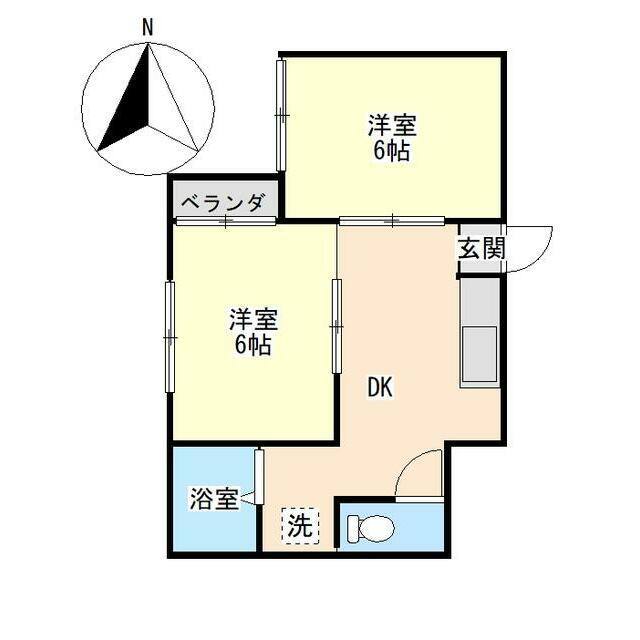 ミツミハイム(2DK/4階)の間取り写真