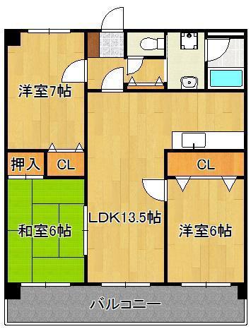 パストラール(3LDK/4階)の間取り写真