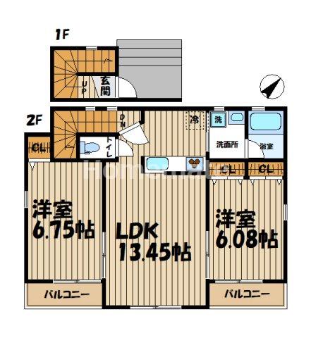 RAINBOW(2LDK/2階)の間取り写真