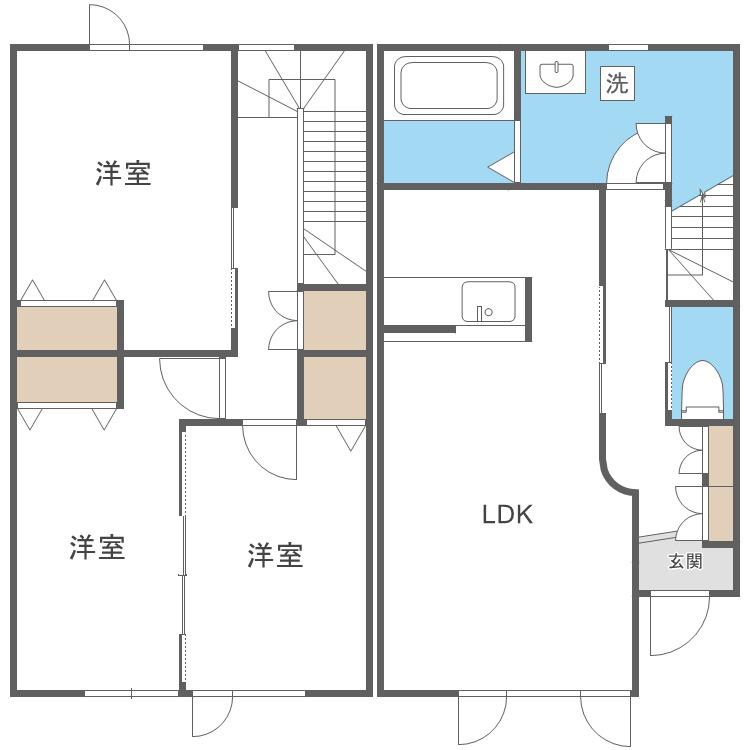 TASSO医大南B棟(3LDK/1階)の間取り写真