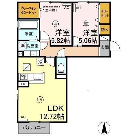 D-ROOM桜 I棟(2LDK/1階)の間取り写真