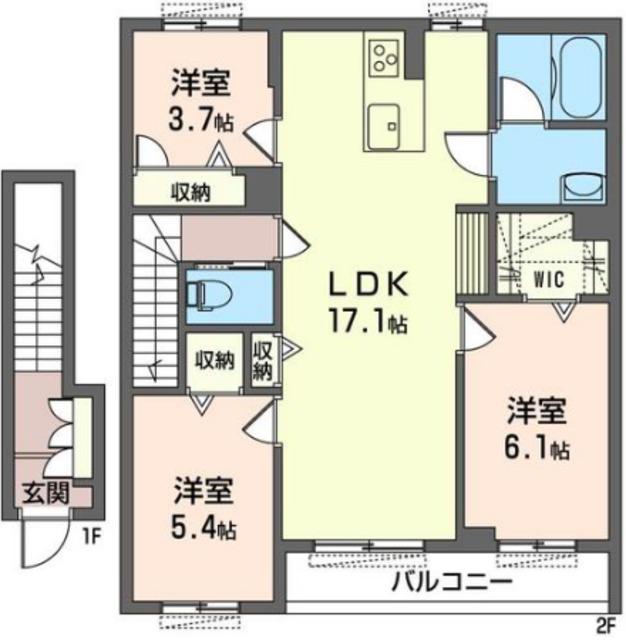 SHAMAISON 荻III(3LDK/2階)の間取り写真