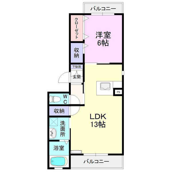 ヴィターレ日比野(1LDK/3階)の間取り写真