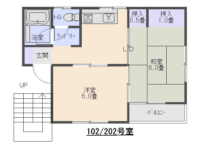 ハイツベル(2K/1階)の間取り写真
