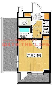 VILLA MARY(1K/13階)の間取り写真