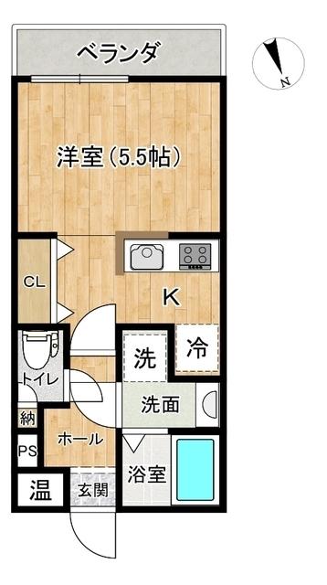 スパシエKII(1K/3階)の間取り写真