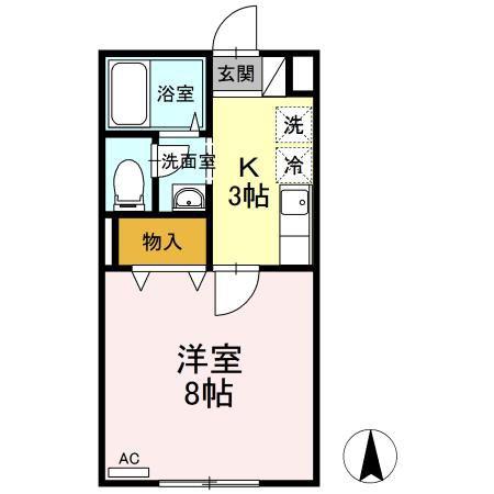ルグランみや(1K/2階)の間取り写真