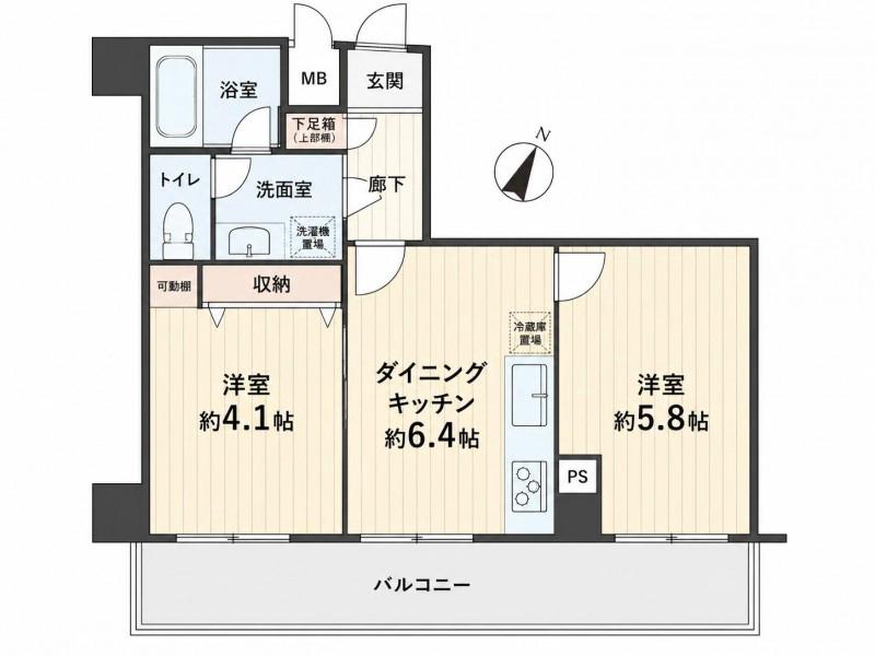ロイヤルプラザ金町(2DK/7階)の間取り写真