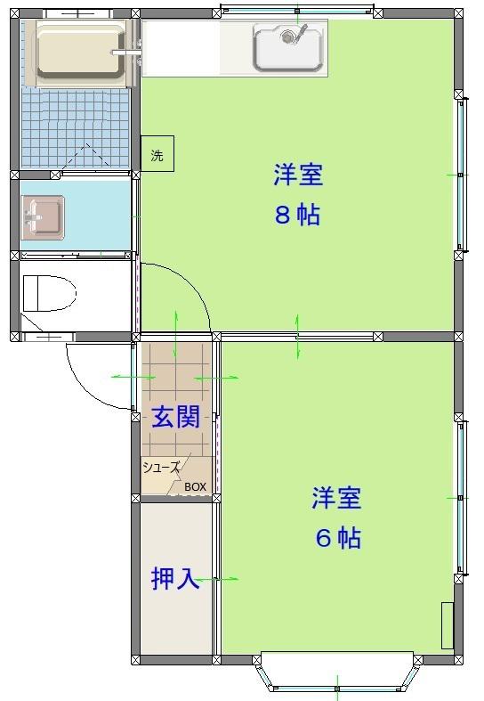 ラポールながとVII(1LDK/2階)の間取り写真
