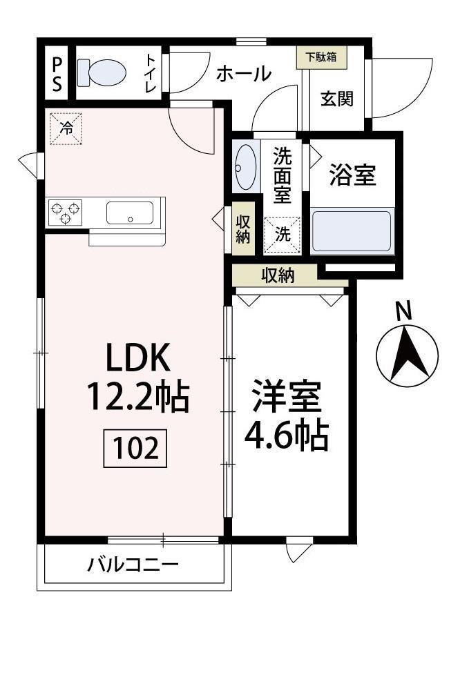 ボヌール川崎大師(1LDK/1階)の間取り写真