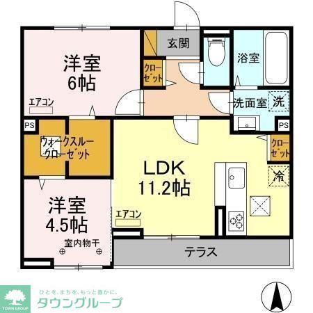 アベニール(2LDK/1階)の間取り写真