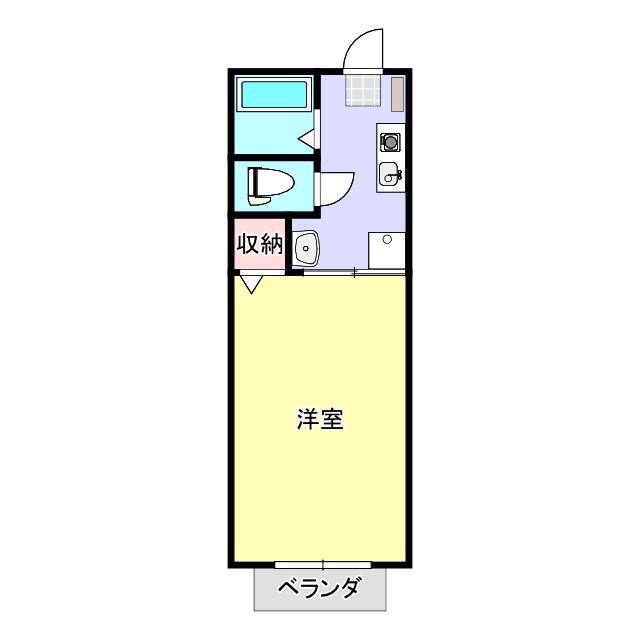 リッシュ城ヶ丘A(1K/1階)の間取り写真