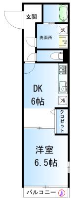 スカイメゾン押上(1DK/3階)の間取り写真