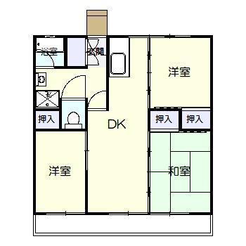 GREEN HILLS 大塚台 2号棟(3DK/2階)の間取り写真