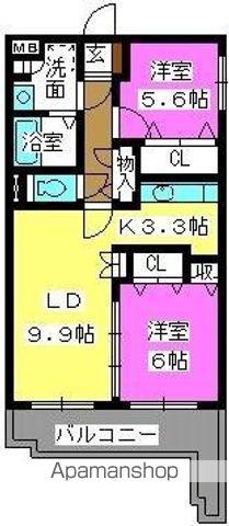 WINDYHILL(2LDK/3階)の間取り写真