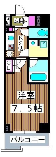 ルーブル高島平(1K/6階)の間取り写真