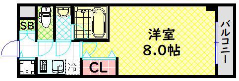S-RESIDENCE難波イースト(1K/9階)の間取り写真