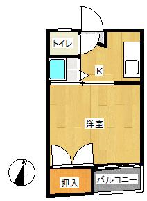 プチハウス(1K/2階)の間取り写真