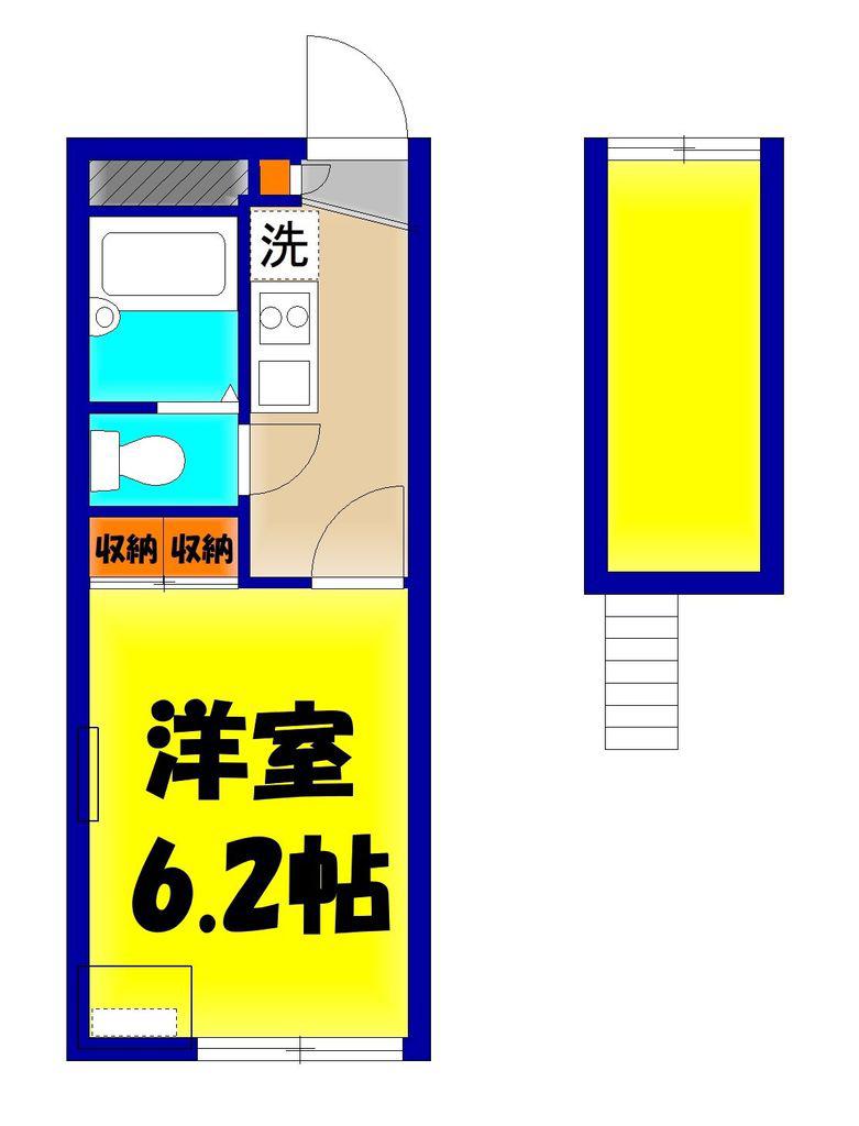 ロイヤルシティ茜(1K/2階)の間取り写真