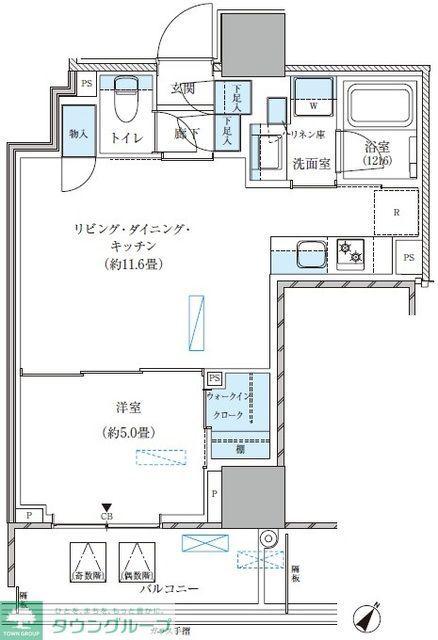 パークアクシス五反田スカイタワー(1LDK/11階)の間取り写真